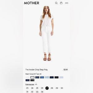 MOTHER The Insider Crop Step Fray WHITE/ size 27